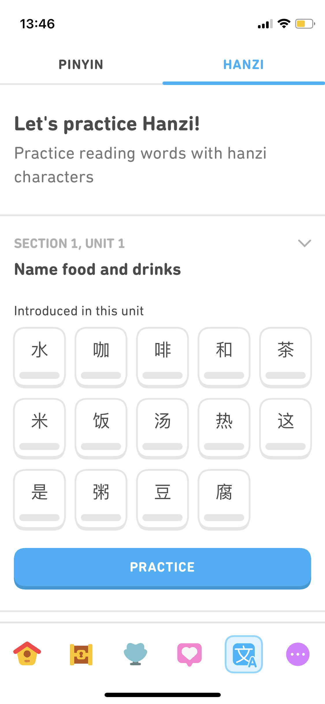 Using Duolingo to learn hanzi
