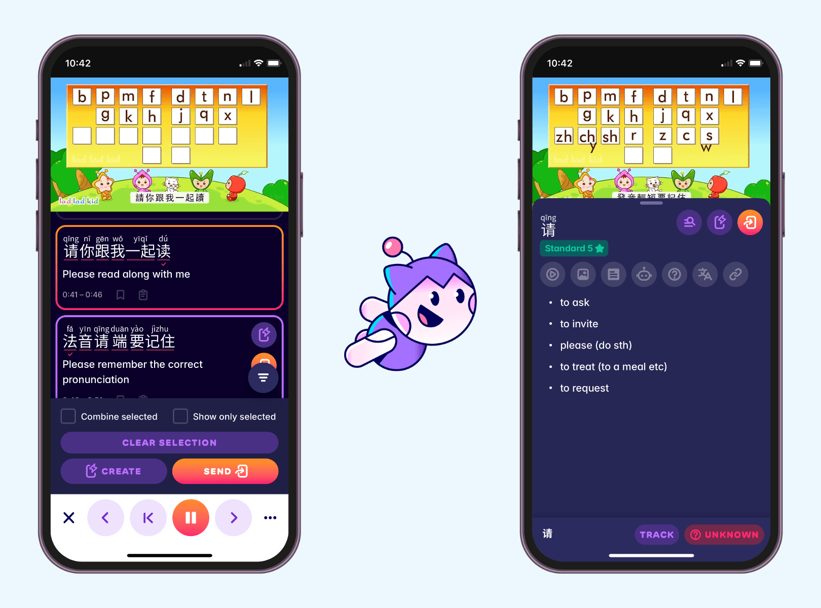 Learn Chinese pinyin chart with Migaku app
