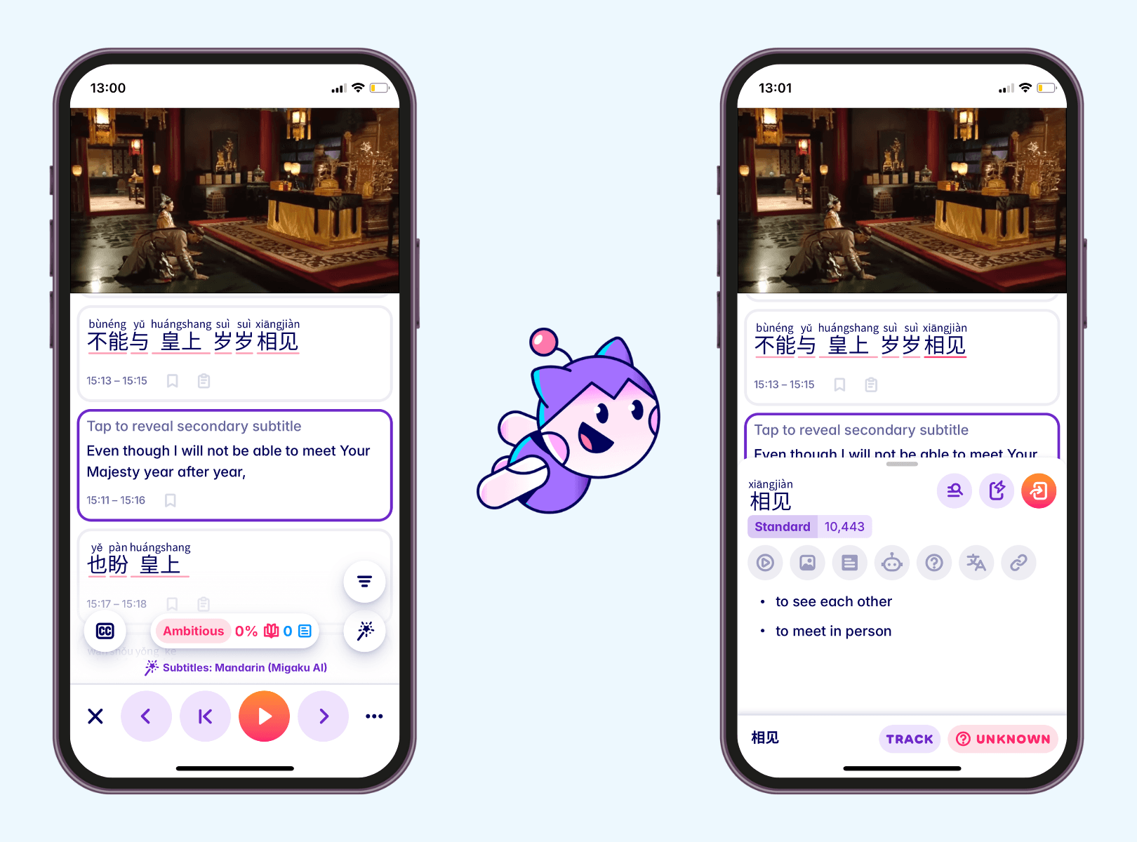 Learn Mandarin Chinese goodbye with Migaku app