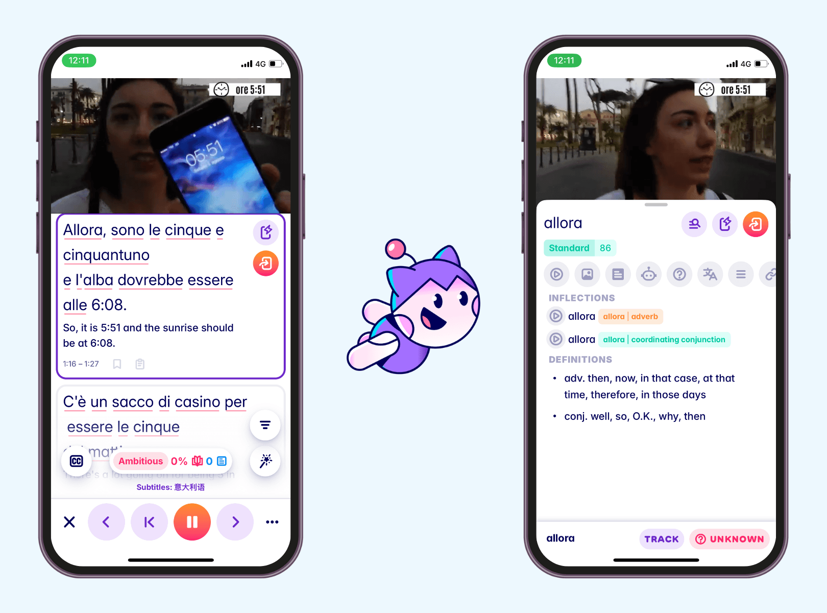 learn italian with Migaku