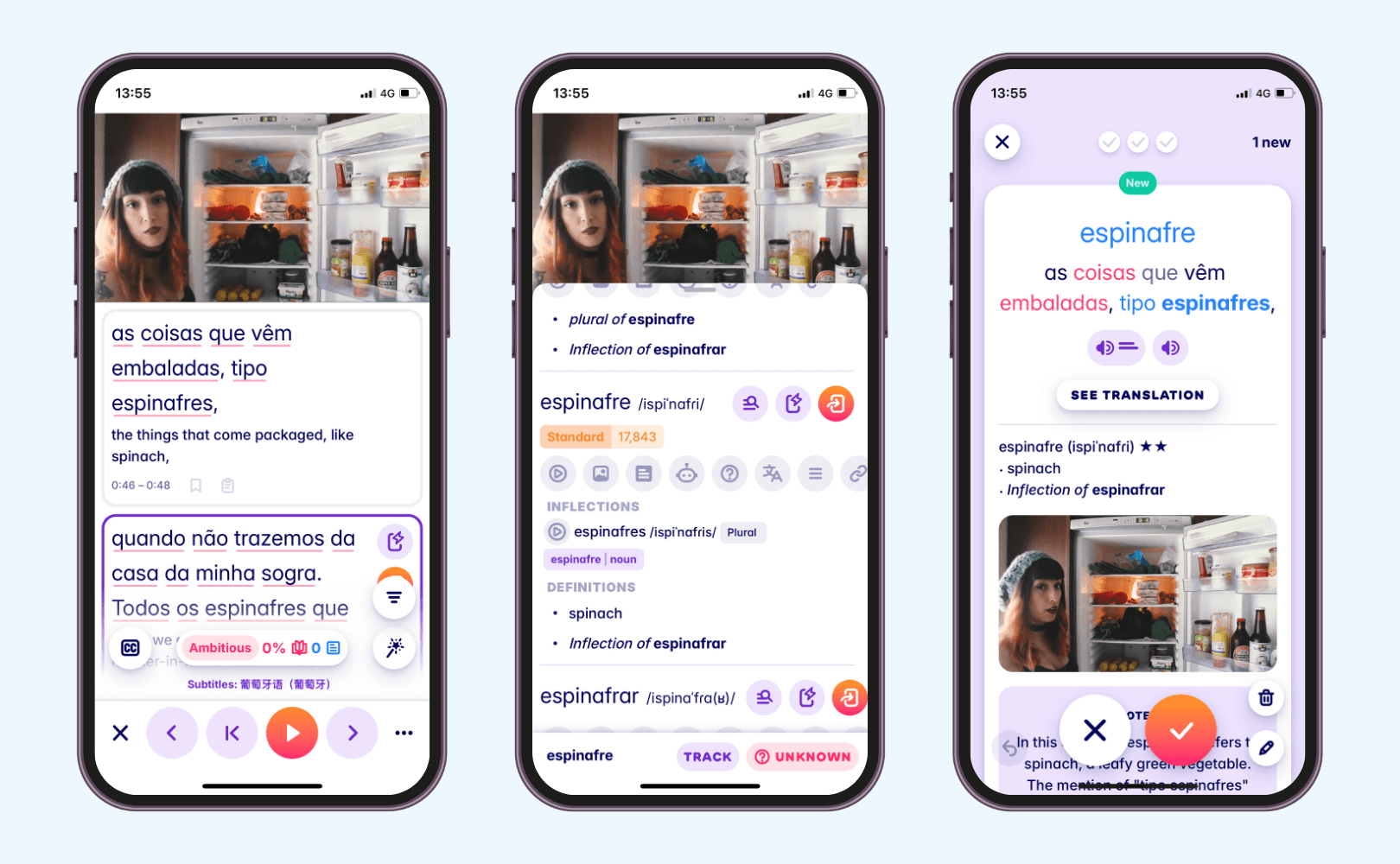 learn portuguese language and spanish language with migaku