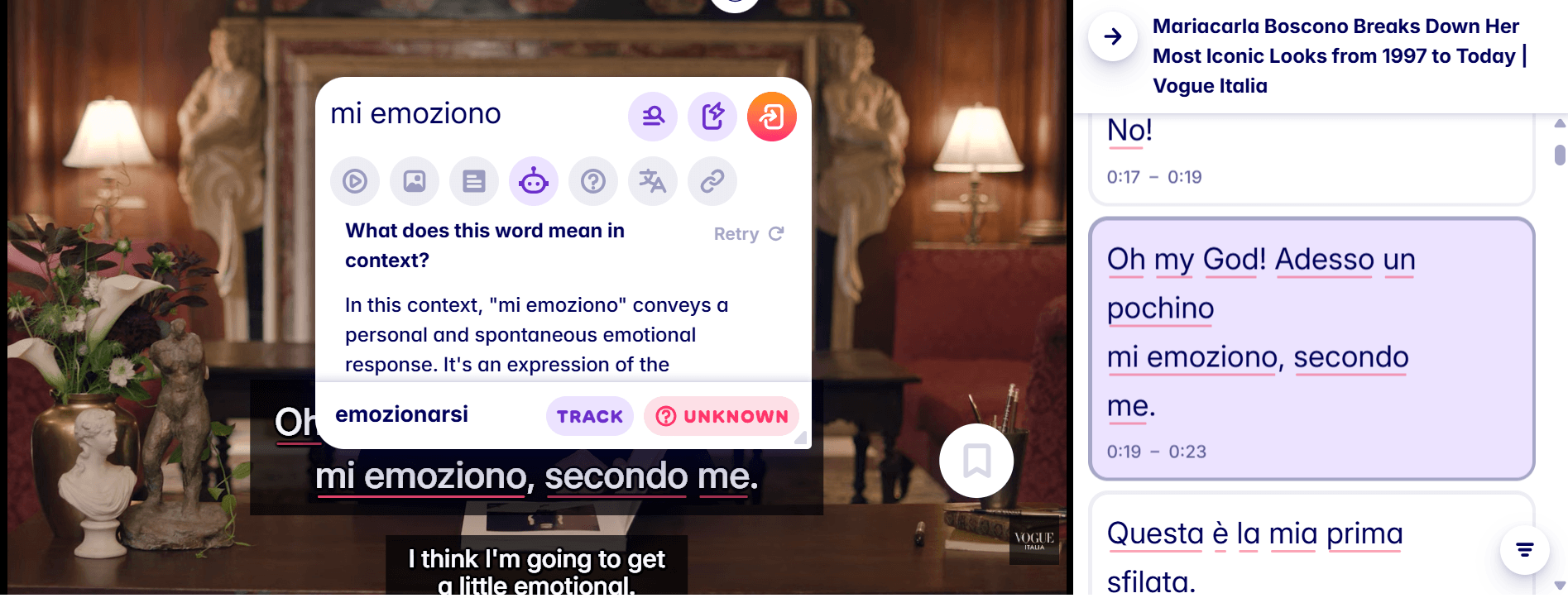 learn some basic Italian with migaku