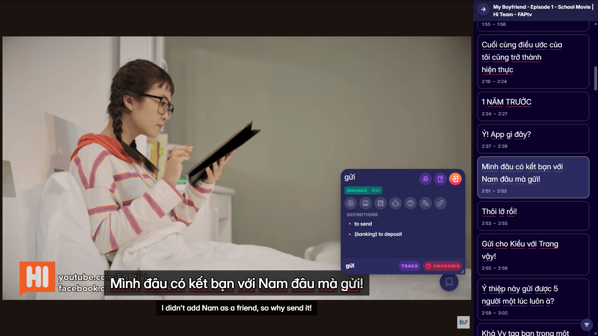 watch vietnamese videos on youtube with migaku browser extension and app