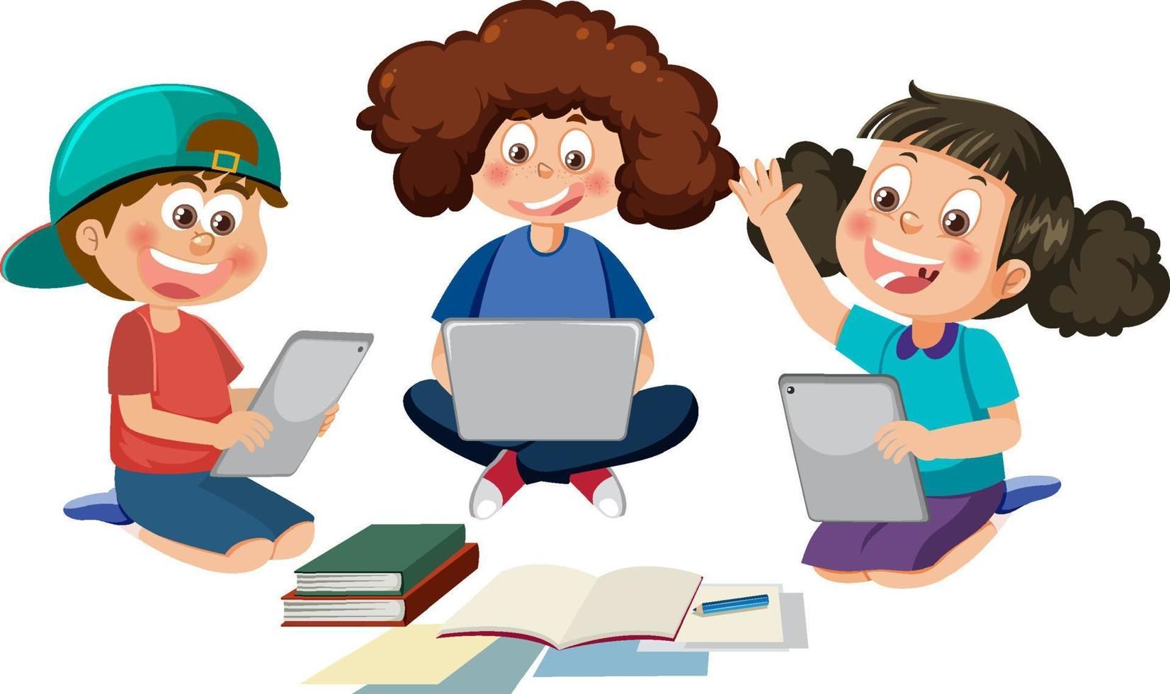 Children using tablet to learn.