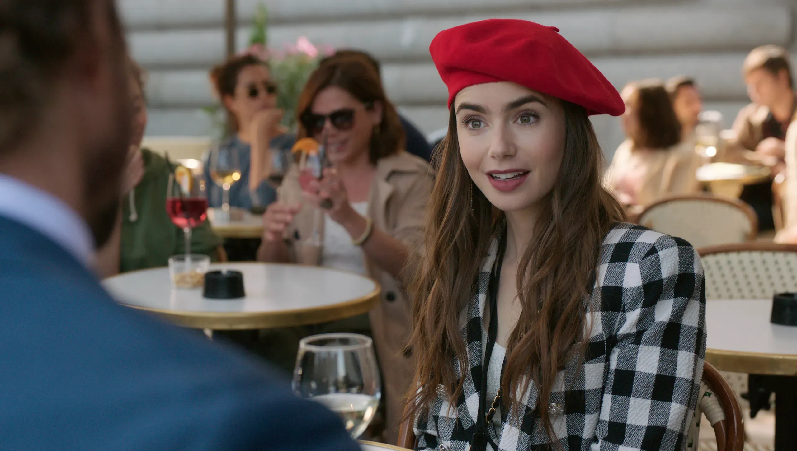 A screenshot from Emily in Paris, a French movie that should be quite accessible for early French learners