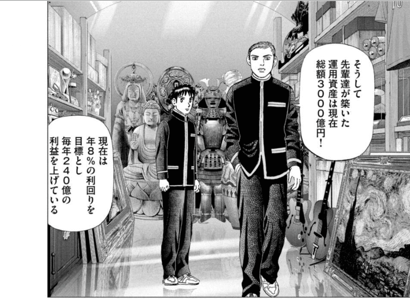 A panel from the Investor Z manga book, showing a sampel of language used in the manga