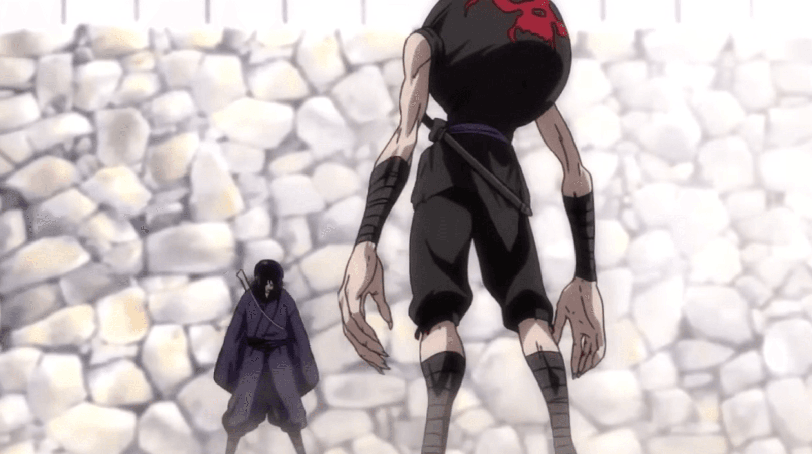 A screenshot from the Japanese history anime called Basilisk