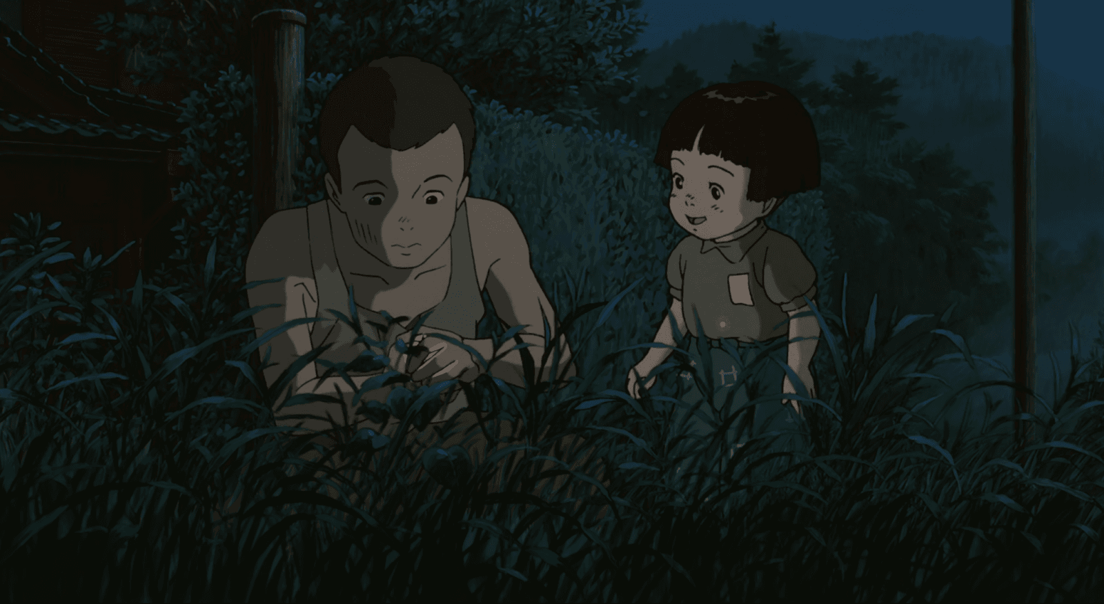 A screenshot from the Japanese history anime called Grave of the Fireflies